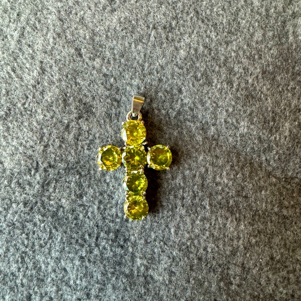 Green gemstone cross sterling silver cross pendant aventurine gemstone